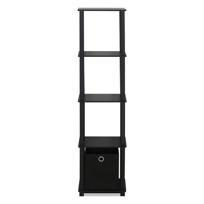 TNT No Tools 5-Tier Display Decorative Shelf with One Bin, Black,