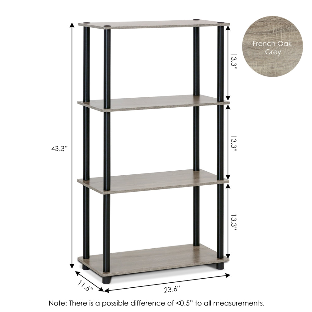 Turn-N-Tube 4-Tier Multipurpose Shelf Display Rack, French Oak Grey/Black