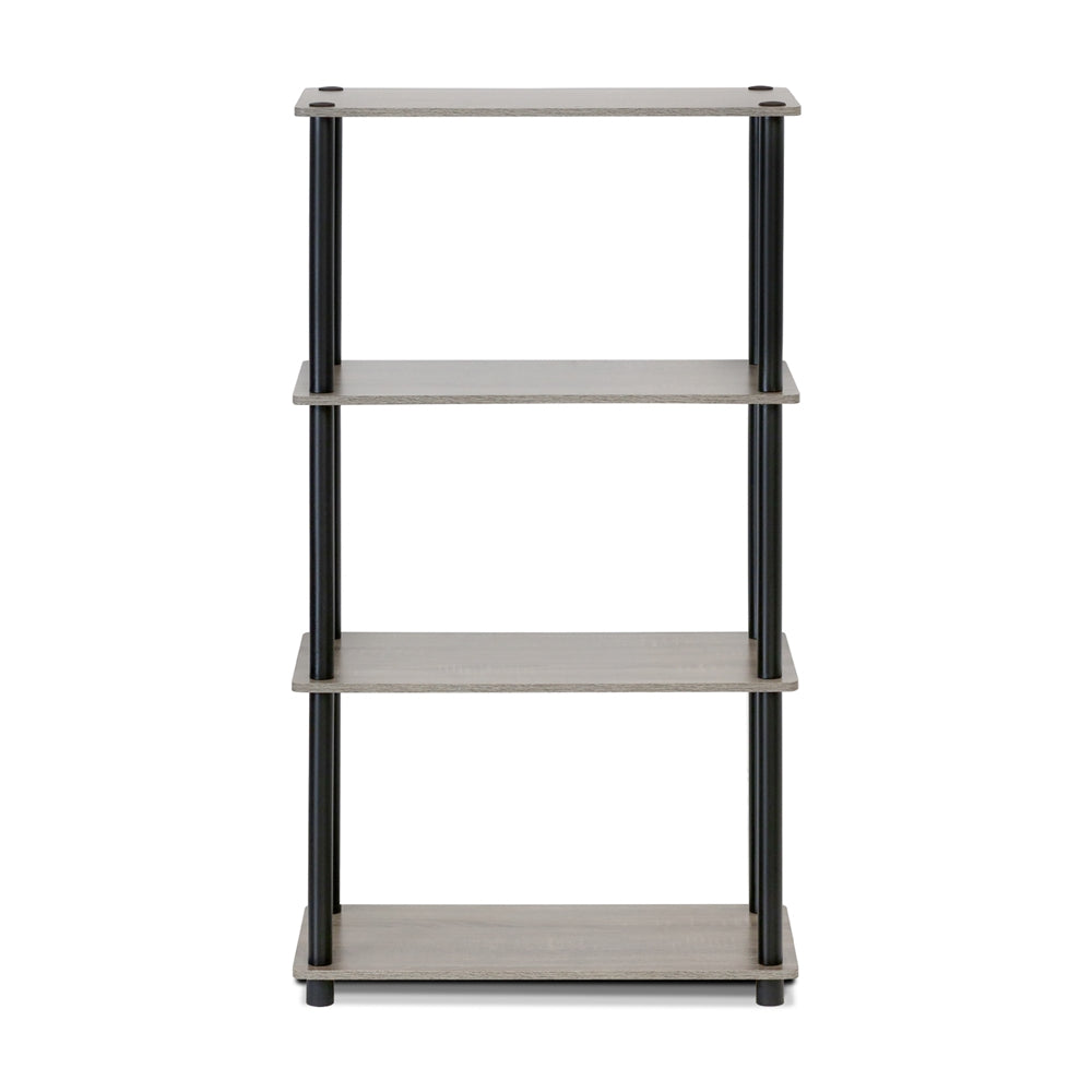 Turn-N-Tube 4-Tier Multipurpose Shelf Display Rack, French Oak Grey/Black