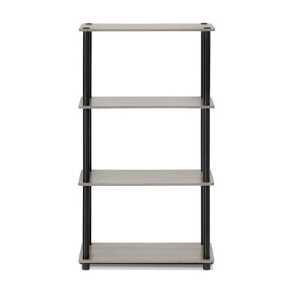Turn-N-Tube 4-Tier Multipurpose Shelf Display Rack, French Oak Grey/Black