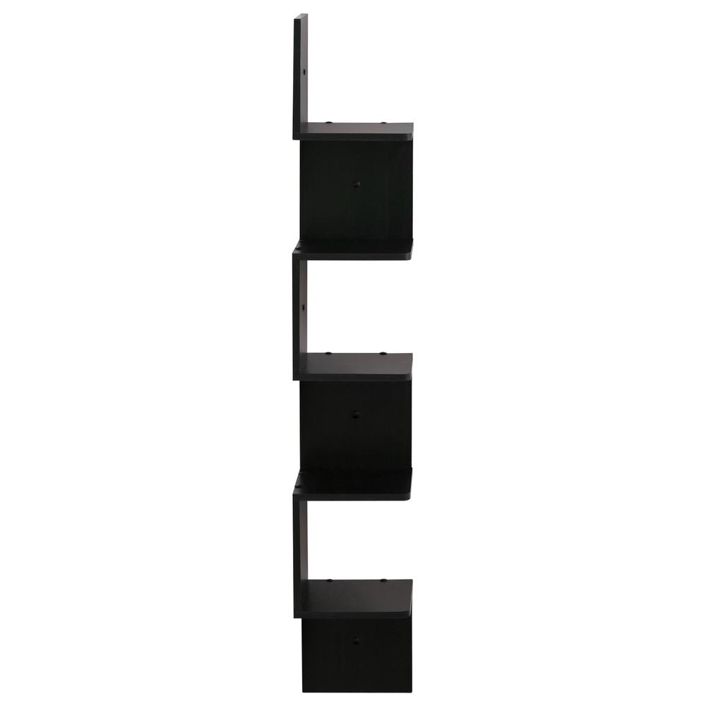Furinno 5 Tier Wall Mount Floating Corner Square Shelf, Espresso