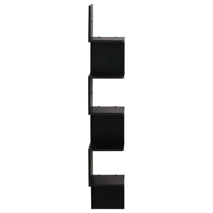 Furinno 5 Tier Wall Mount Floating Corner Square Shelf, Espresso