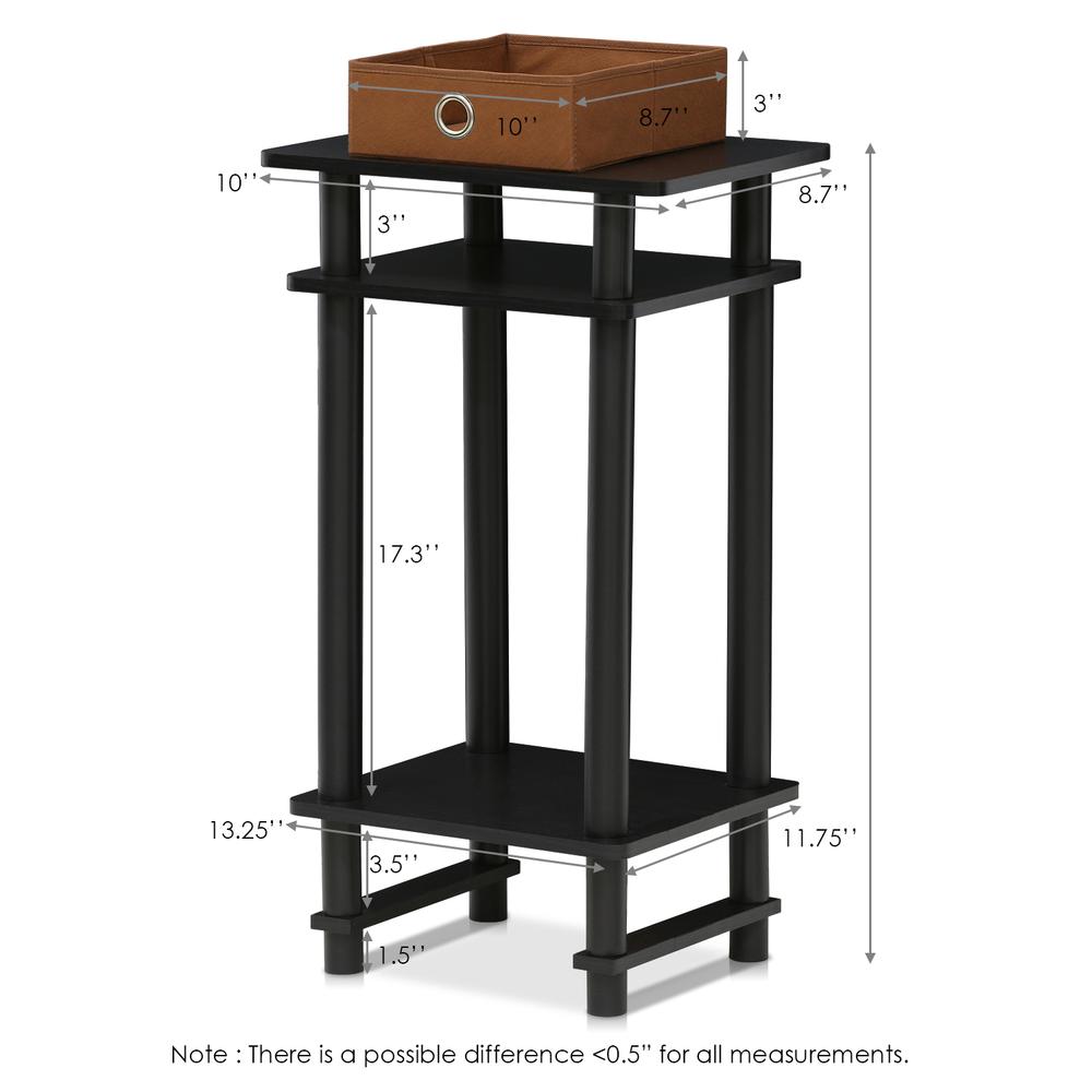 Furinno 17017 Turn-N-Tube Tall End Table with Bin, Espresso/Brown