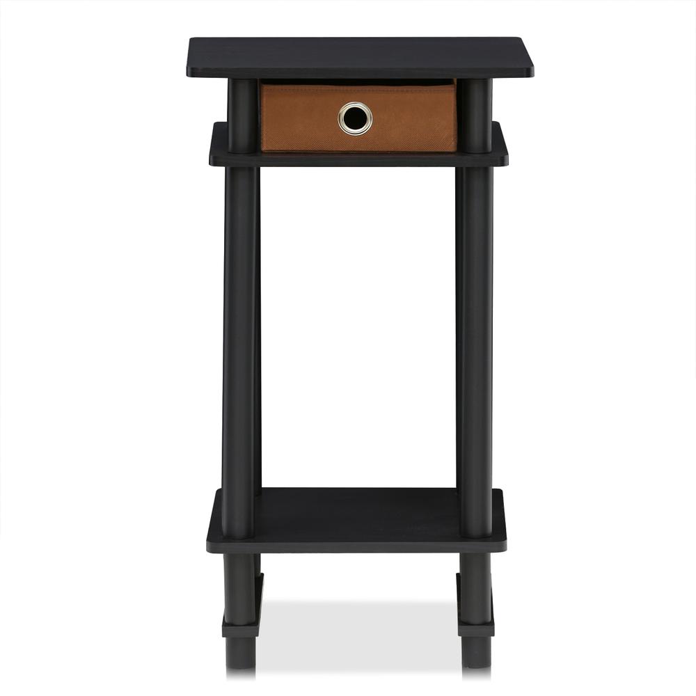 Furinno 17017 Turn-N-Tube Tall End Table with Bin, Espresso/Brown