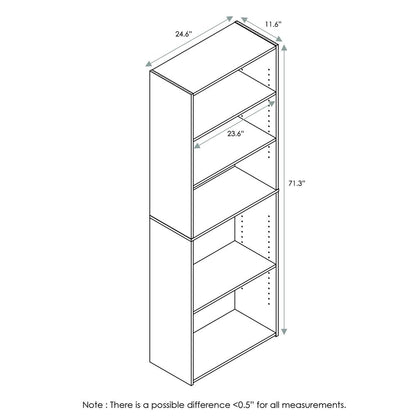 Furinno Wright 5-Shelf Bookcase, Cinnamon Cherry