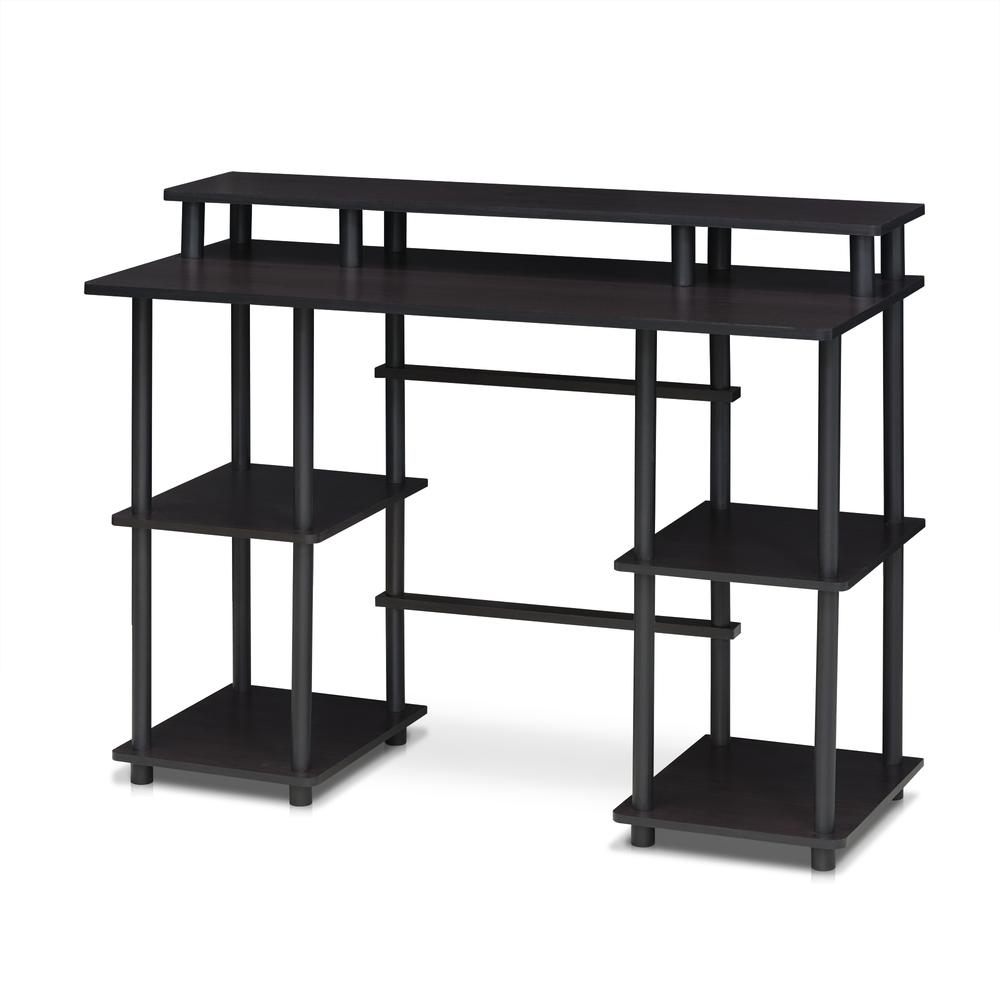 Furinno Turn-N-Tube Computer Desk with Top Shelf, Espresso/Black