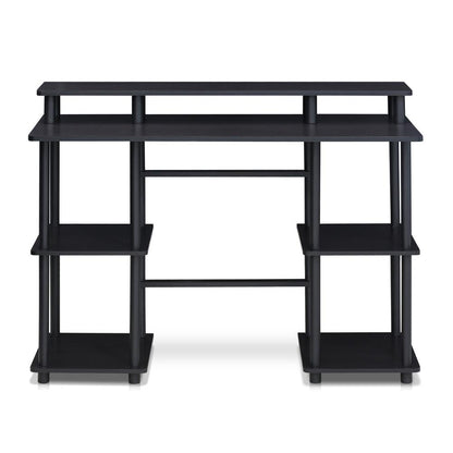 Furinno Turn-N-Tube Computer Desk with Top Shelf, Espresso/Black