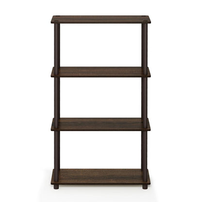 Furinno 99557 Turn-N-Tube 4-Tier Multipurpose Shelf Display Rack, Walnut/Brown