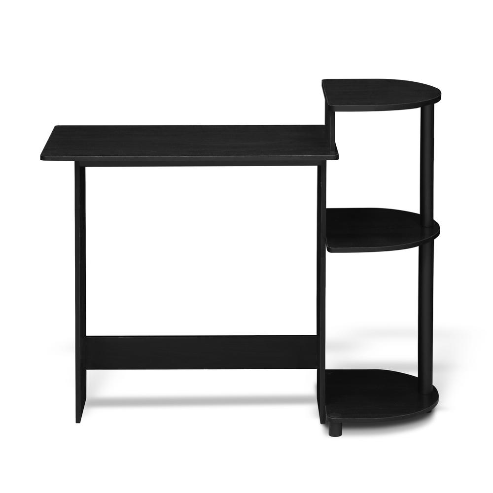 Compact Computer Desk with Shelves, Americano/Black