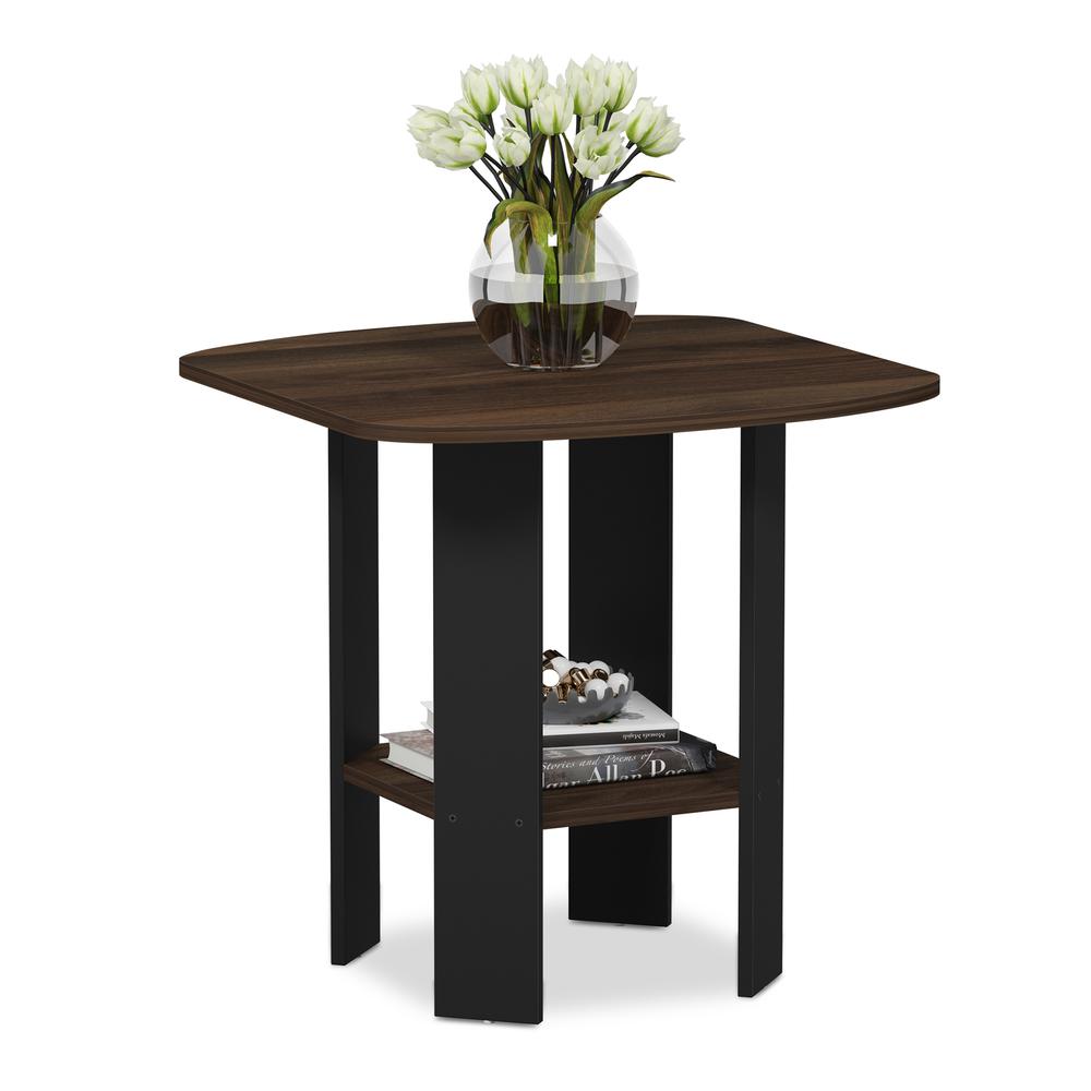 Furinno Simple Design End/SideTable, Columbia Walnut/Black