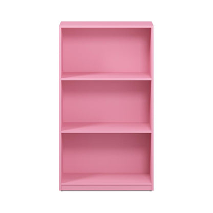 Furinno Basic 3-Tier Bookcase Storage Shelves, Pink, 99736PI