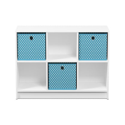 Furinno Basic 3x2 Bookcase Storage w/Bins, White/Light Blue, 99940WH/LBL