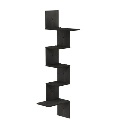 Rossi Modern 5-Tier Wall Floating Corner Shelf, Espresso