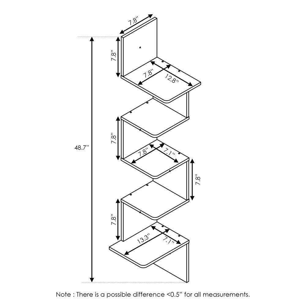 Rossi Modern 5-Tier Wall Floating Corner Shelf, Espresso