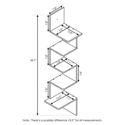 Rossi Modern 5-Tier Wall Floating Corner Shelf, Espresso