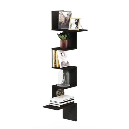 Rossi Modern 5-Tier Wall Floating Corner Shelf, Espresso