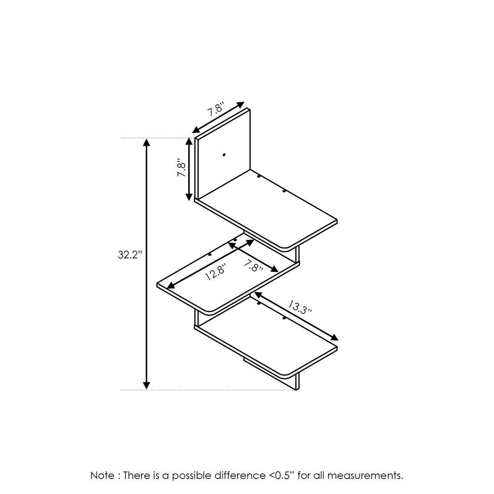 Rossi Modern 3-Tier Wall Floating Corner Shelf, Espresso