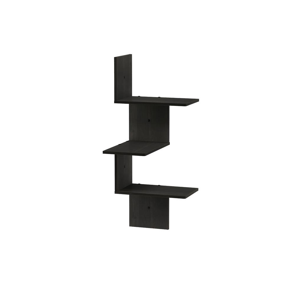 Rossi Modern 3-Tier Wall Floating Corner Shelf, Espresso