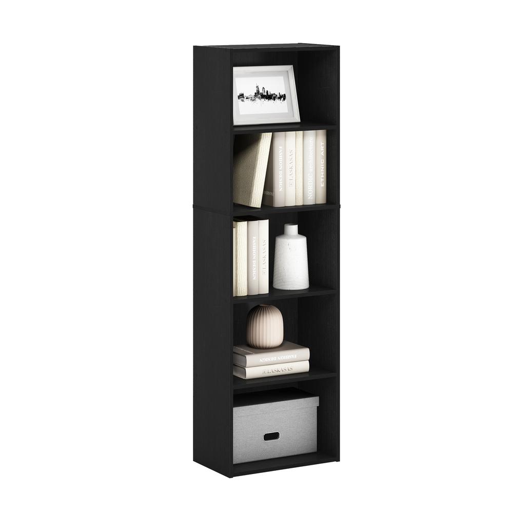 Furinno Luder 5-Tier Reversible Color Open Shelf Bookcase, Blackwood