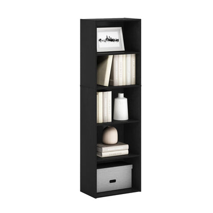Furinno Luder 5-Tier Reversible Color Open Shelf Bookcase, Blackwood