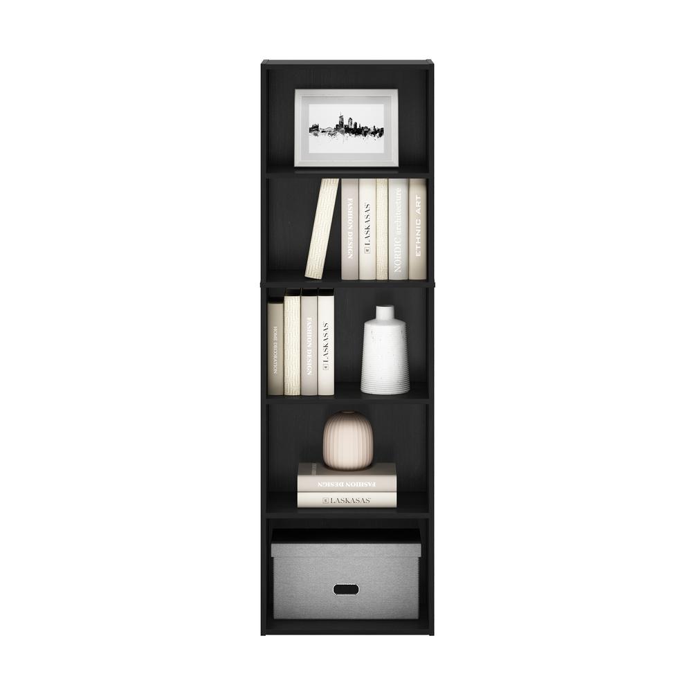 Furinno Luder 5-Tier Reversible Color Open Shelf Bookcase, Blackwood