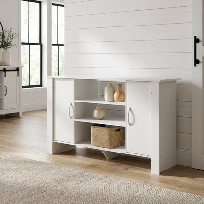 TV Stand with Wood Finish and Storage Shelves