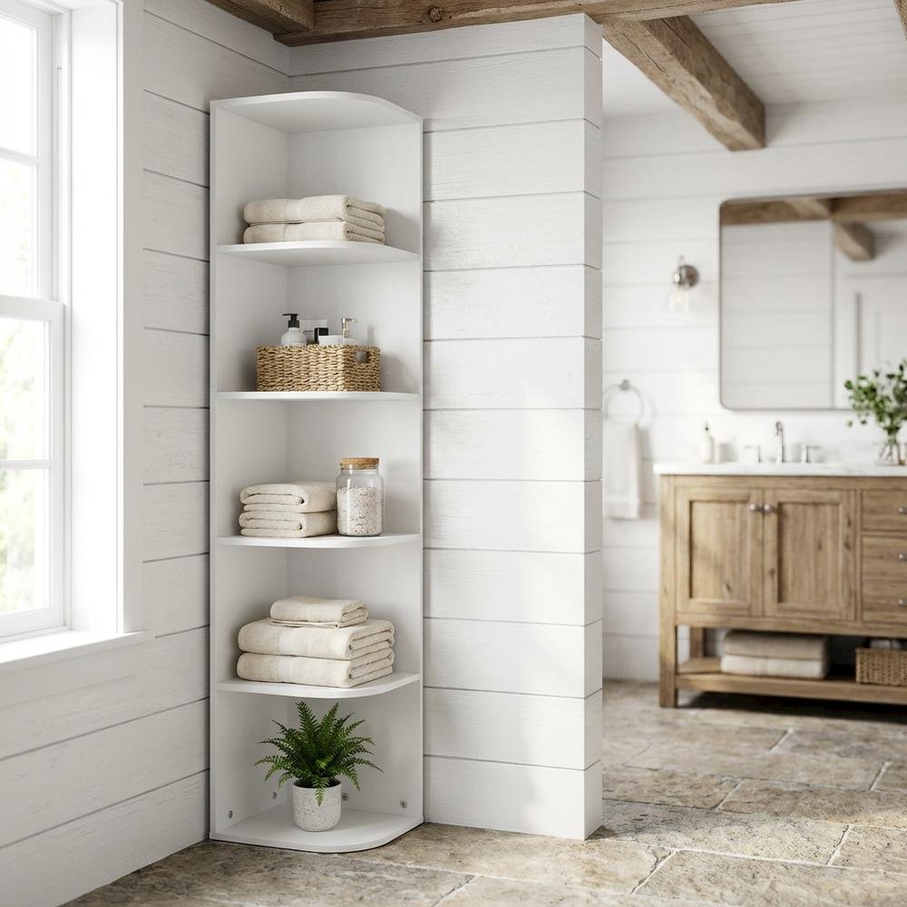 5-Tier Corner Bookcase with Open Shelving for Living Spaces