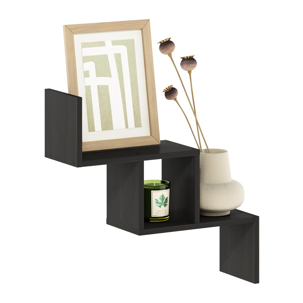 Furinno Rossi Wall Mount Floating Ladder Shelf, Espresso