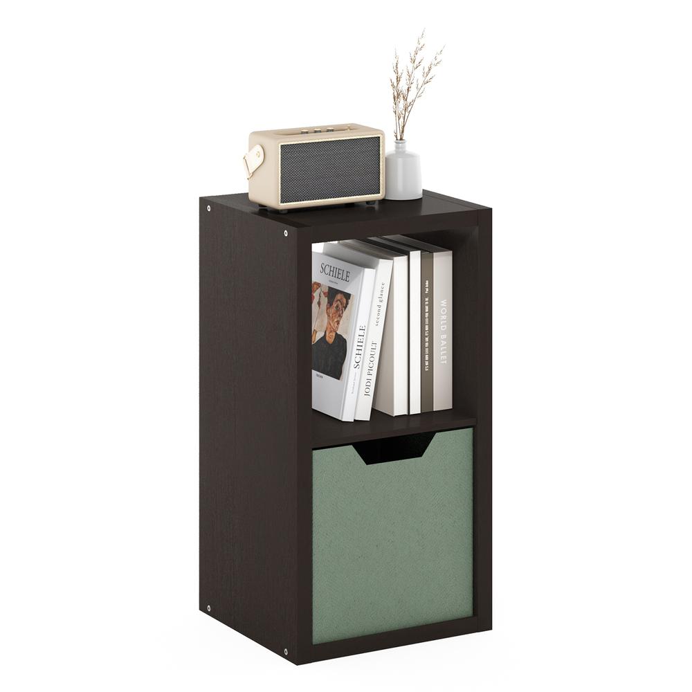 Furinno Cubicle Open Back Decorative Cube Storage Organizer, 2-Cube, Dark Oak