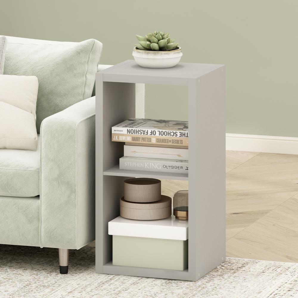 Furinno Cubicle Open Back Decorative Cube Storage Organizer, 2-Cube, Light Grey