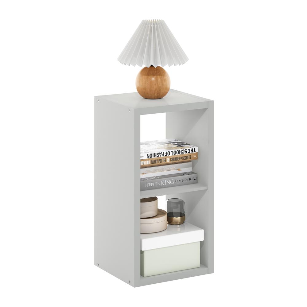 Furinno Cubicle Open Back Decorative Cube Storage Organizer, 2-Cube, Light Grey