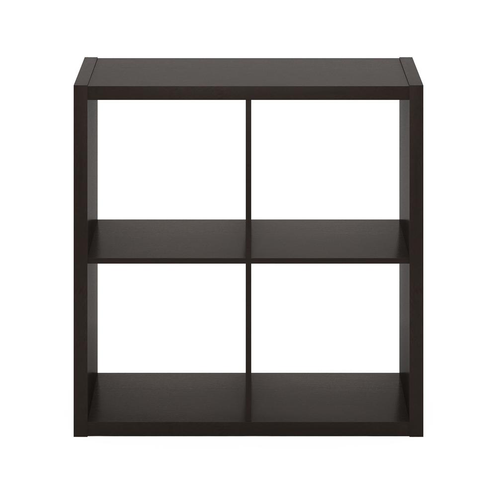 Furinno Cubicle Open Back Decorative Cube Storage Organizer, 4-Cube, Dark Oak