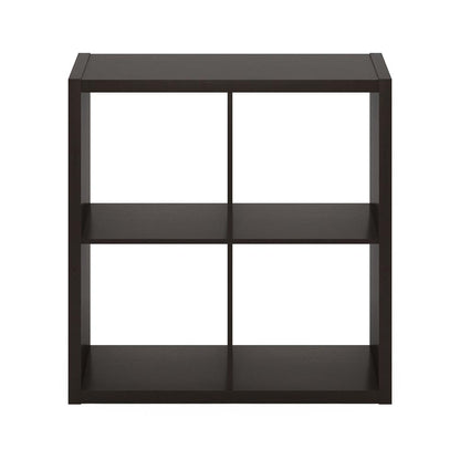 Furinno Cubicle Open Back Decorative Cube Storage Organizer, 4-Cube, Dark Oak
