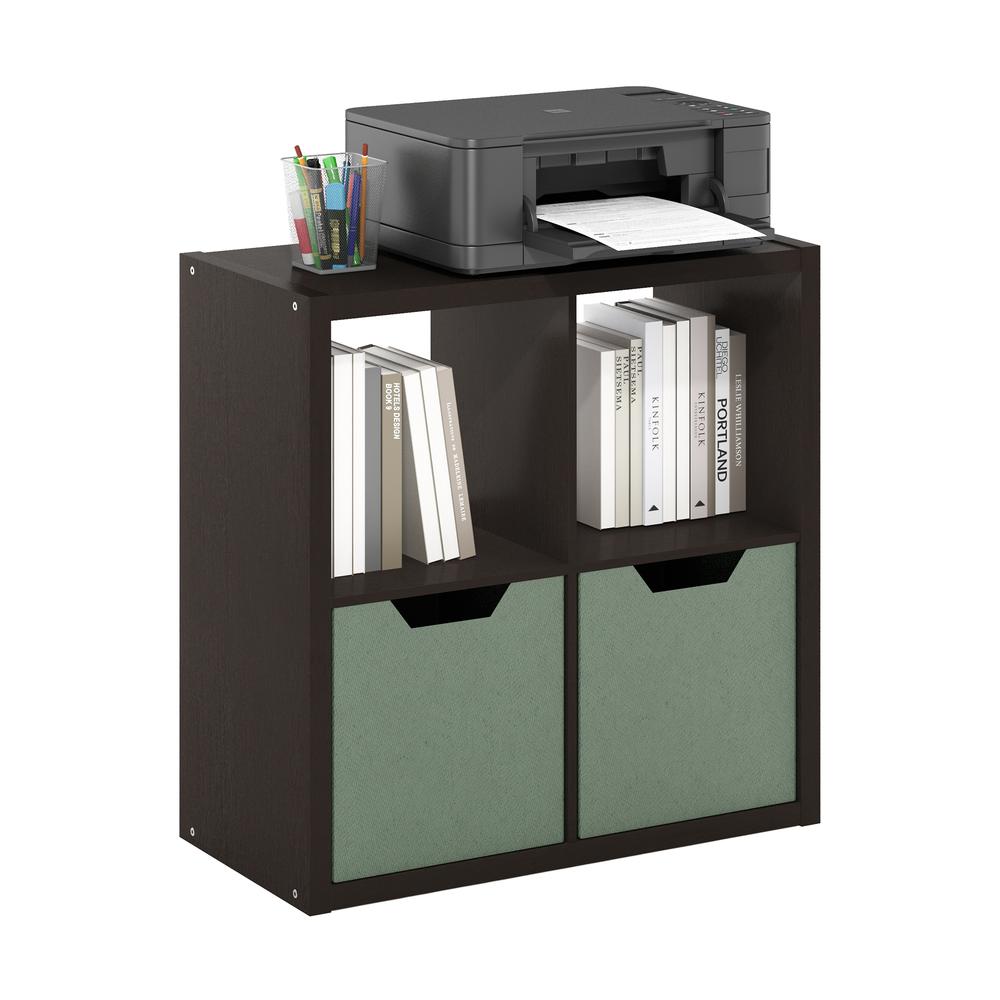Furinno Cubicle Open Back Decorative Cube Storage Organizer, 4-Cube, Dark Oak