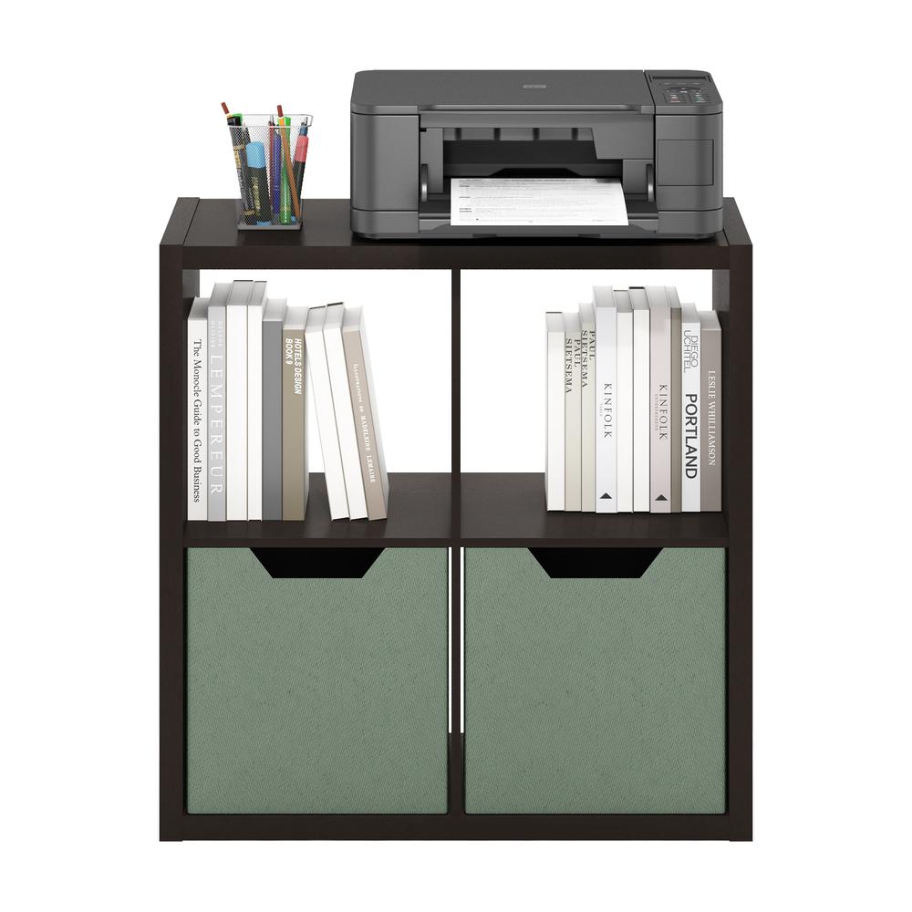 Furinno Cubicle Open Back Decorative Cube Storage Organizer, 4-Cube, Dark Oak
