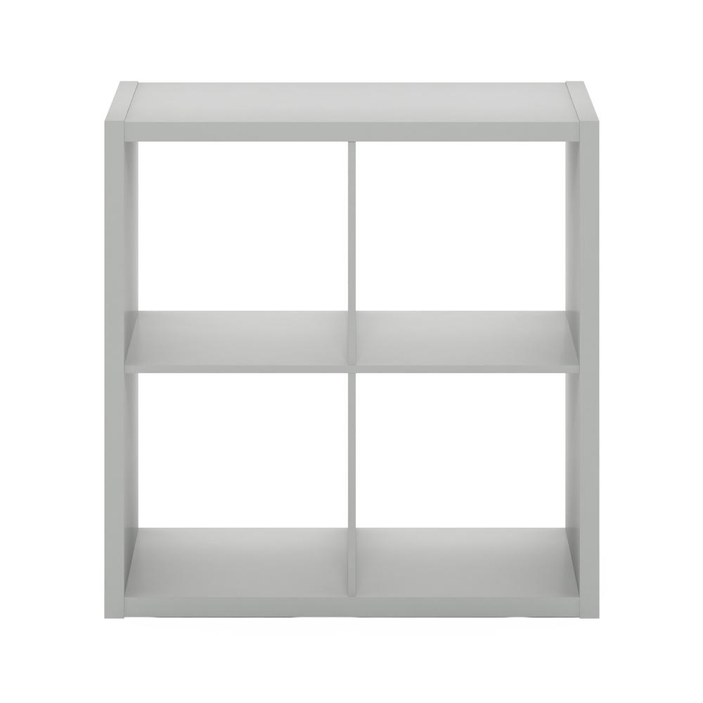 Furinno Cubicle Open Back Decorative Cube Storage Organizer, 4-Cube, Light Grey