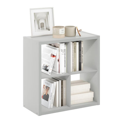 Furinno Cubicle Open Back Decorative Cube Storage Organizer, 4-Cube, Light Grey
