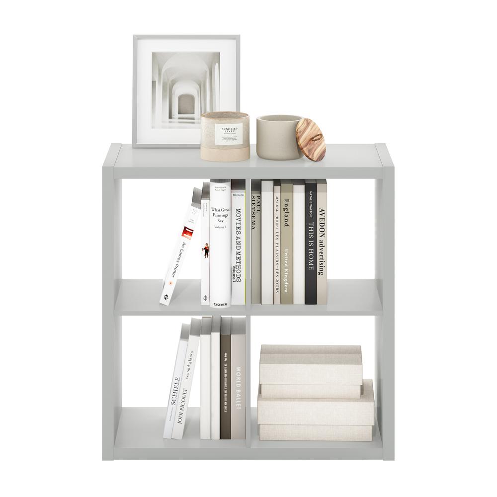 Furinno Cubicle Open Back Decorative Cube Storage Organizer, 4-Cube, Light Grey