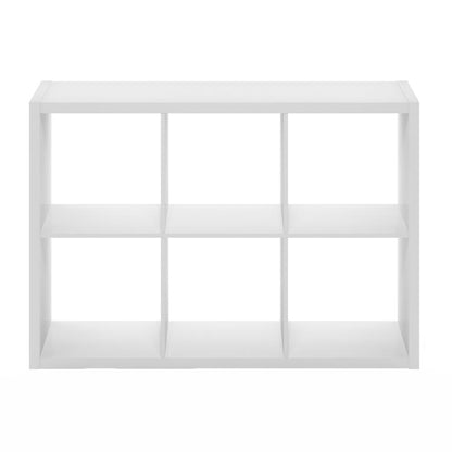 Furinno Cubicle Open Back Decorative Cube Storage Organizer, 6-Cube, White