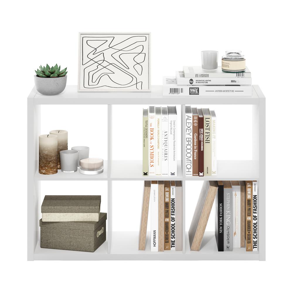 Furinno Cubicle Open Back Decorative Cube Storage Organizer, 6-Cube, White