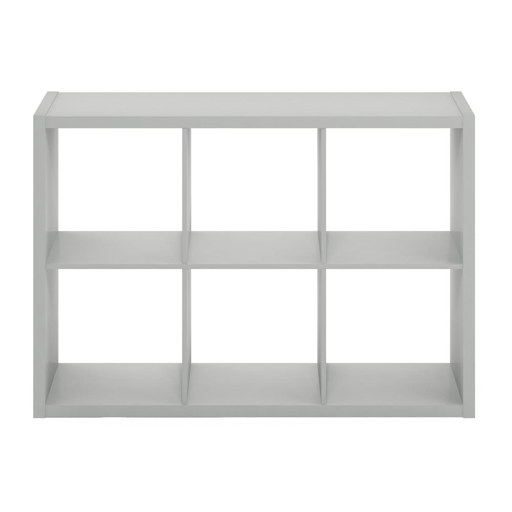 Furinno Cubicle Open Back Decorative Cube Storage Organizer, 6-Cube, Light Grey