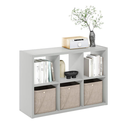 Furinno Cubicle Open Back Decorative Cube Storage Organizer, 6-Cube, Light Grey