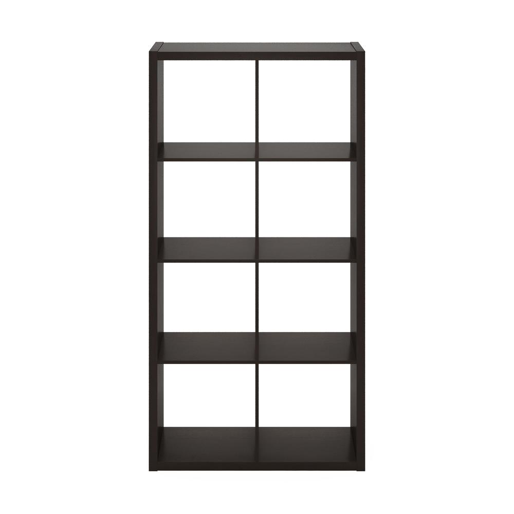 Furinno Cubicle Open Back Decorative Cube Storage Organizer, 8-Cube, Dark Oak