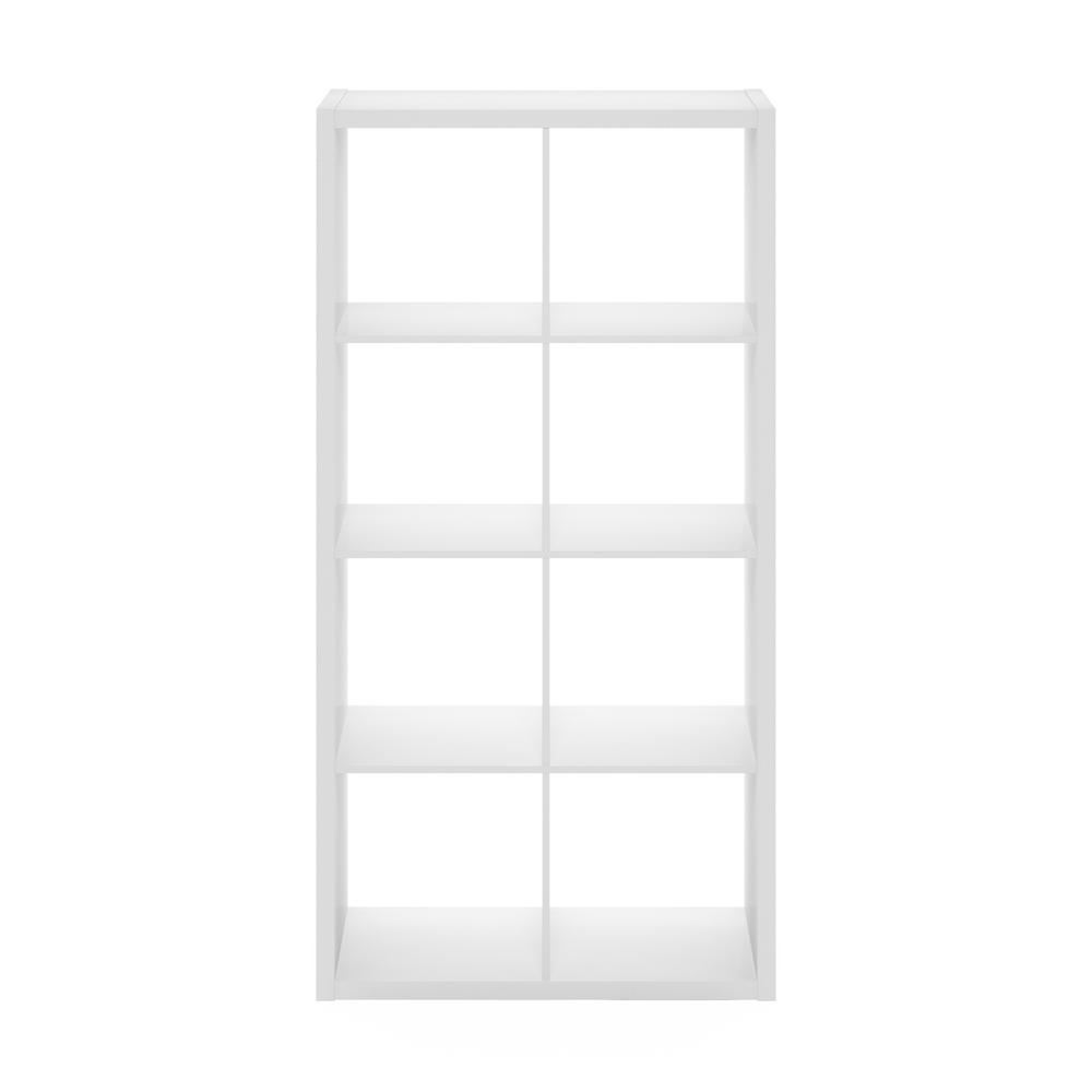Furinno Cubicle Open Back Decorative Cube Storage Organizer, 8-Cube, White