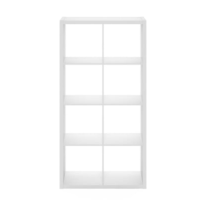 Furinno Cubicle Open Back Decorative Cube Storage Organizer, 8-Cube, White