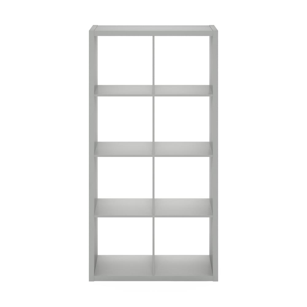 Furinno Cubicle Open Back Decorative Cube Storage Organizer, 8-Cube, Light Grey
