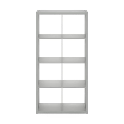 Furinno Cubicle Open Back Decorative Cube Storage Organizer, 8-Cube, Light Grey