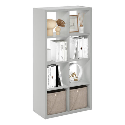 Furinno Cubicle Open Back Decorative Cube Storage Organizer, 8-Cube, Light Grey