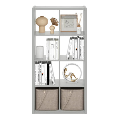 Furinno Cubicle Open Back Decorative Cube Storage Organizer, 8-Cube, Light Grey