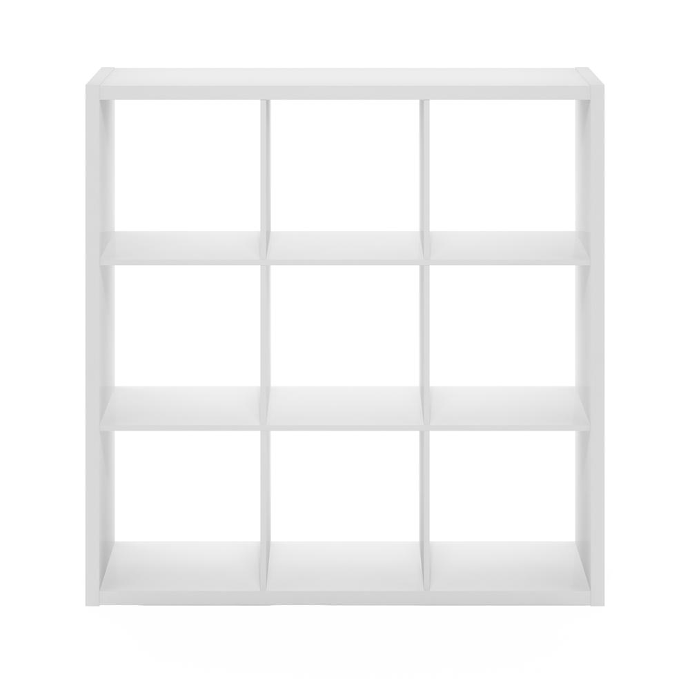 Furinno Cubicle Open Back Decorative Cube Storage Organizer, 9-Cube, White